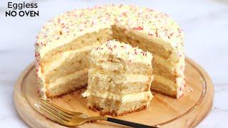 Birthday Vanilla Cake Recipe | Easy vanilla cake recipe – egg-less / no oven