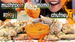 EATING BIG MUSHROOM MOMO CHALLENGE | SPICY TIMUR MOMO CHUTNEY | BIG TASTY MOMO EATING CHALLENGE ASMR