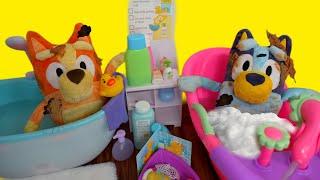 BLUEY AND BINGO'S  Bath Time Routine feeding and changing