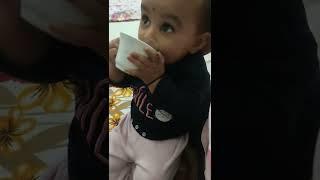 cute baby girl / I am NITARA drinking tea 