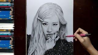 ROSÉ BLACKPINK - Realistic drawing portrait TIMELAPSE with graphite pencil #rosé #blackpink #drawing