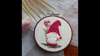 Cute Valentine Gnome Hand Embroidery Tutorial with pattern - Valentine Daddy