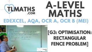 A-Level Maths: G3-25 [Optimisation: Rectangular Fence Problem]