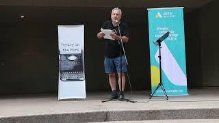 Poetry in the Park Alan Hill reads Judge Hannah Siden comments on First Place Winning poem