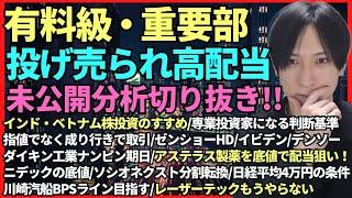 【未公開切り抜き！投げ売られ高配当・有料級・重要部】 インド・ベトナム株投資のすすめ/専業投資家になる判断基準/ダイキン工業ナンピン期日/アステラス製薬を底値/ニデックの底値/ソシオネクスト分割転換