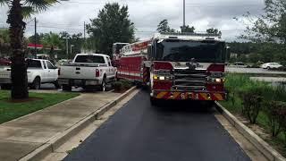 Tiller Truck Making Impossibly Tight Turn - Tractor Drawn Aerial