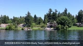 秀美迷人的华盛顿湖和新建中的大桥, Beautiful Lake Washington