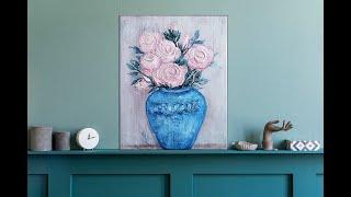 Textured roses / Texture Techniques / Acrylic Painting  for Beginner / MariArtHome