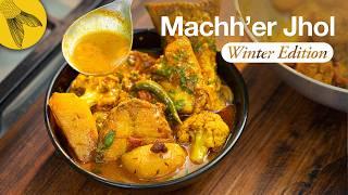 Bengali fish curry with winter vegetables | Bhetki machher jhol