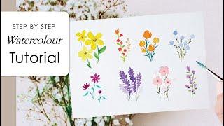 (Eng) How to paint 8 kinds of flowers / 수채화 꽃그리기, 8가지 다양한 꽃그리는 방법