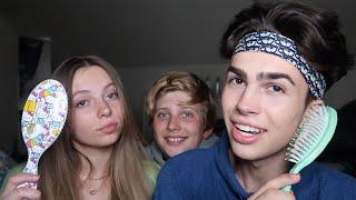 ASMR with my Sister and Brother! (Answering questions, hair brushing)