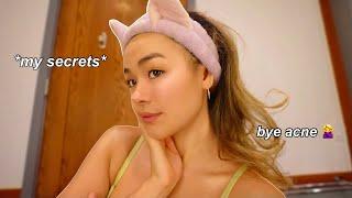 how i keep my skin super CLEAR & GLOWY! (korean skincare + makeup routine)