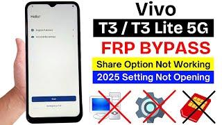 Vivo T3 / T3 Lite 5G Google/FRP Bypass 2025 (Without Pc) Settings Not Open : 100% Working New Method