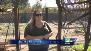 Riverbank couple finds tombstones in backyard