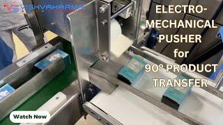 Electro-Mechanical Pusher for 90° Product Transfer | Up to 100 Pieces/Min | Food & Pharma Automation