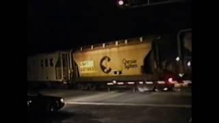 CP Train/caboose & CSX stalled on hill-East Saugatuck & Fennville, MI Oct,1991