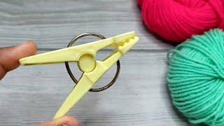 Amazing 3 Beautiful Woolen Yarn Flower making ideas with Cloth Pin | Easy Sewing Hack