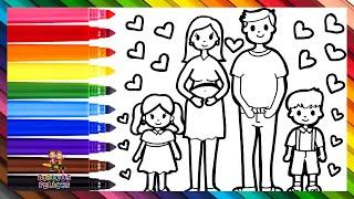 Dibuja y Colorea Una Familia ️ Padres E Hijos ‍‍‍ Dibujos Para Niños