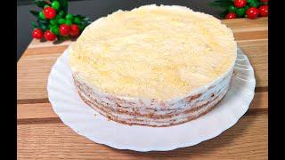 Without an oven! Cake "Plombir". Very tasty and delicate dessert. Yummy that drives you crazy