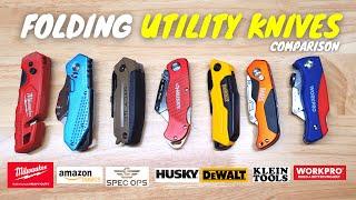 7 Folding Utility Knives Tested! (Milwaukee vs DeWALT vs HUSKY vs Amazon vs WorkPro vs SpecOps)