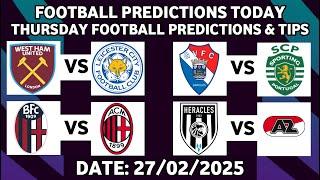 FOOTBALL PREDICTIONS TODAY 27/02/2025 SOCCER PREDICTIONS TODAY | BETTING TIPS, #footballpredictions