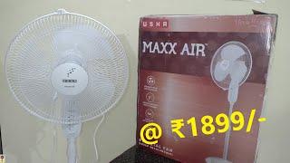 USHA Maxx air Pedestal Fan Unboxing - 1400 RPM Speed, 100% Copper motor, 55W | Usha Mist air icy