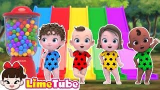 Which Color Slide Will We Choose? | Nursery Rhymes & Kids Songs | Kindergarten | LimeAndToys