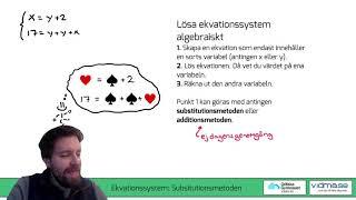 Matematik 2. Lösa ekvationssystem med substitutionsmetoden