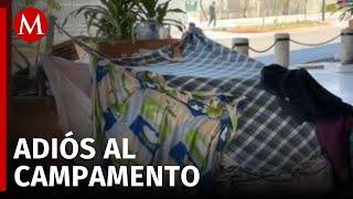 Desalojan campamento migrante frente a la comisión mexicana