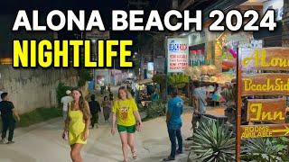 Philippines 4K  Alona Beach after Dark: Electric NIGHTLIFE SCENE of Panglao Island