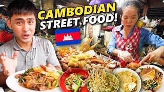 13 Authentic CAMBODIAN Street Food in Phnom Penh! Cambodian Food Tour in Central Market!