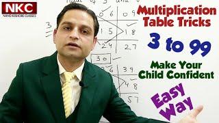 Multiplication Table Tricks 3 to 99 | Learn Table Tricks | Easy way to write the Tables | Maths