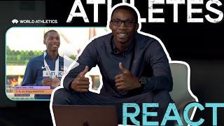 Fastest teenager ever reacts to his 200m semi-final and final at the World Champs | Athletes React