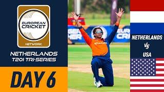  Netherlands vs USA T20I | 28 Aug 2024 | ECN Netherlands T20I Tri-Series | Day 6 | Live Cricket