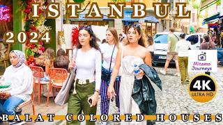 Istanbul Balat 4K Walking Tour | Colorful Houses, Stairs, Cafes & Streets | September 2024