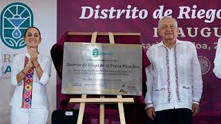 Inauguración del distrito de riego de la presa Picachos, desde El Rosario, Sinaloa