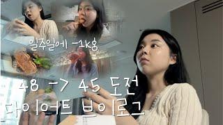 48kg 다이어트 브이로그 | 먹고 싶은 거 다 먹고 일주일 -1kg 식단   마켓컬리 찐추천