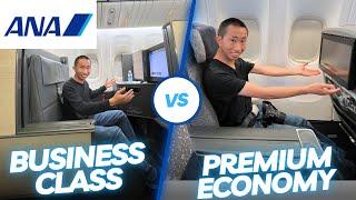 ANA Business Class VS Premium Economy B777-300ER New Cabin | San Francisco & Tokyo Narita!!