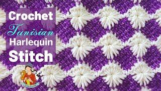 Crochet Easy Harlequin Stitch With Tunisian Touch / Beginner Friendly Tutorial