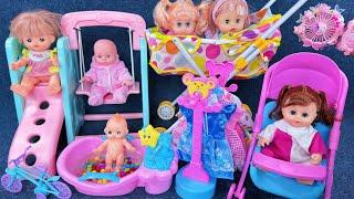 7 Minutes Satisfying with Unboxing Cute Doll Swing Toys，Baby Stroller Playset ASMR | Review Toys