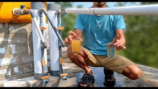 Yellow Water Turns Clear | How to make a simple water filter from PVC