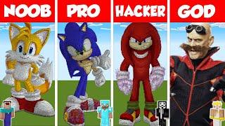 Minecraft NOOB vs PRO vs HACKER: SONIC THE HEDGEHOG PART 2 HOUSE BUILD CHALLENGE in Minecraft