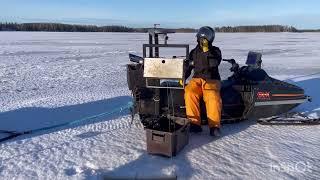 Ice fishing in Finland (nets).Talvikalastus 2024. Verkot jään alle.