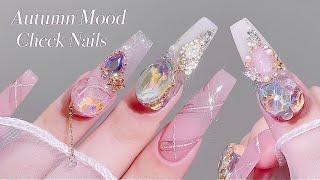 sub) Autumn Mood Nails!/Korean Nails / Drawing check art!‍️/ Nail art / Self-nails / ASMR