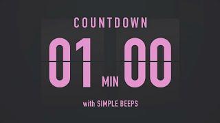 1 Minute Countdown Flip Clock Timer / Simple Beeps 