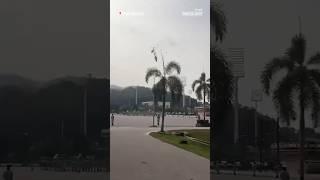 Two Malaysian military helicopters collided and crashed during a training session.