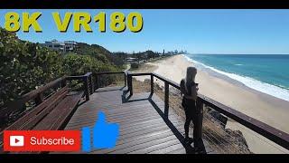 8K VR180 North Burleigh Headland Lookout and beach Gold Coast | Travel vids with ASMR or Music