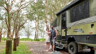 Lakeside Family Camping in Myall Lakes - Camper Trailer Camping - NSW Australia