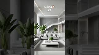 Living room Interior 2| Modern Minimalist Living Room| Luxurious Glass Staircase|Grey White theme