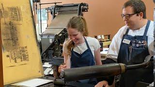 Letterpress printing a wanted poster with our friend, Michelle, from @niceandgraphic in London